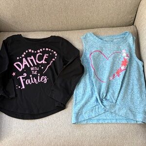 3t EUC Falls Creek Black LS tee + Blue Heart Tank top Bundle
